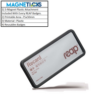 Load image into Gallery viewer, REAP 75X27mm Black Colour Plastic Premium Quality Name Badges with Magnetic Back - MAGNETICKS