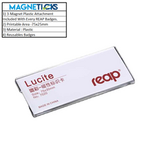 Load image into Gallery viewer, REAP 75X30mm Transparent Plastic Changeable Name Tag with Magnetic Back - MAGNETICKS