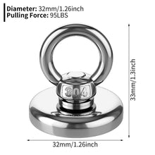 Load image into Gallery viewer, SNJ 32 - D-Hook Neodymium Fishing Magnets - Magneticks