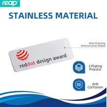 Load image into Gallery viewer, REAP 70x20mm Silver Colour Acrylic Reusable Name Tag with Magnetic Back - MAGNETICKS