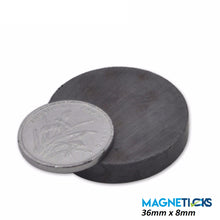 Load image into Gallery viewer, 36 x 8mm Ferrite Disc Magnets - Pack of 10/20/30 - Magneticks