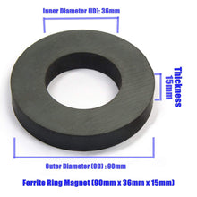 Load image into Gallery viewer, 90 x 36 x 15mm Ferrite Ring Magnets - Pack of 3/5/10 - Magneticks
