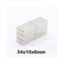 Load image into Gallery viewer, 34 x 10 x 6mm Neodymium Block Magnets Pack Of 10 - Magneticks