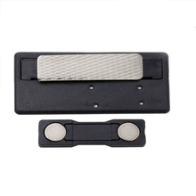 Load image into Gallery viewer, REAP 70X25mm Black Colour Metal Customize Name Badges with Magnetic Back - MAGNETICKS
