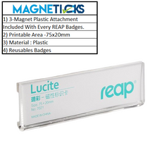 Load image into Gallery viewer, REAP 75X20mm Transparent Plastic Customize Name Tag with Magnetic Back -MAGNETICKS
