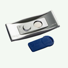 Load image into Gallery viewer, REAP 75x32mm Silver Colour Plastic Personalized Name Tag with Magnetic Back - MAGNETICKS
