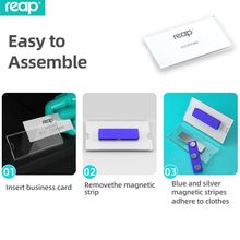 Load image into Gallery viewer, REAP 60X25mm Transparent Acrylic Personalized Name Badges with Magnetic Back - MAGNETICKS
