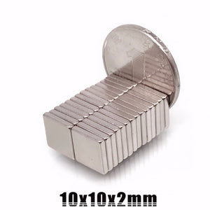 10 x 10 x 2mm Neodymium Block Magnets - Pack of 50/100/200 - Magneticks
