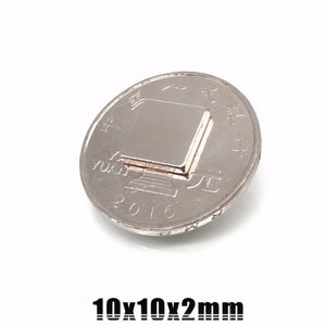 10 x 10 x 2mm Neodymium Block Magnets - Pack of 50/100/200 - Magneticks