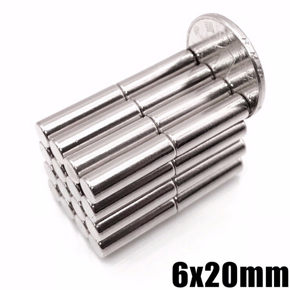 6 x 20mm Neodymium Cylinder Magnets - Magneticks