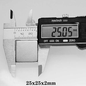 25 x 25 x 2mm Neodymium Block Magnets - Magneticks