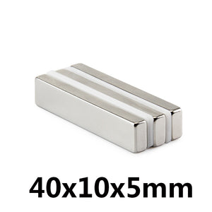 40 x 10 x 5mm Neodymium Block Magnets - Pack of 10/20/30 - Magneticks