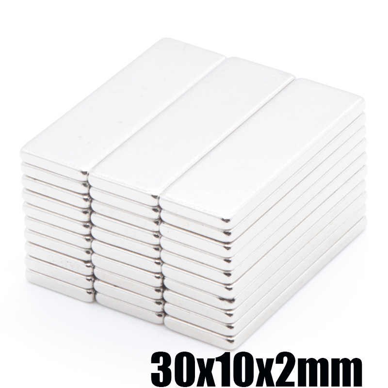 30 x 10 x 2mm Neodymium Block Magnets - Pack of 20/30/50 - Magneticks