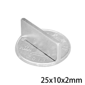 25 x 10 x 2mm Neodymium Block Magnets - Pack of 20/30/50 - Magneticks