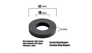 32 x 18 x 6mm Ferrite Ring Magnets - Pack of 10/20/30 - Magneticks