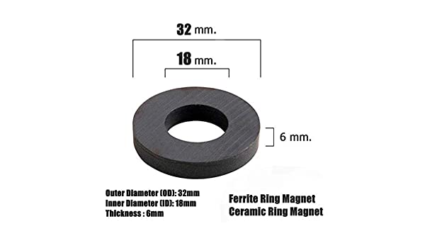 32 x 18 x 6mm Ferrite Ring Magnets - Pack of 10/20/30 - Magneticks