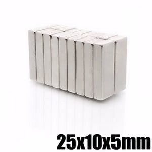 25 x 10 x 5mm Neodymium Block Magnets - Pack of 10/20/30 - Magneticks