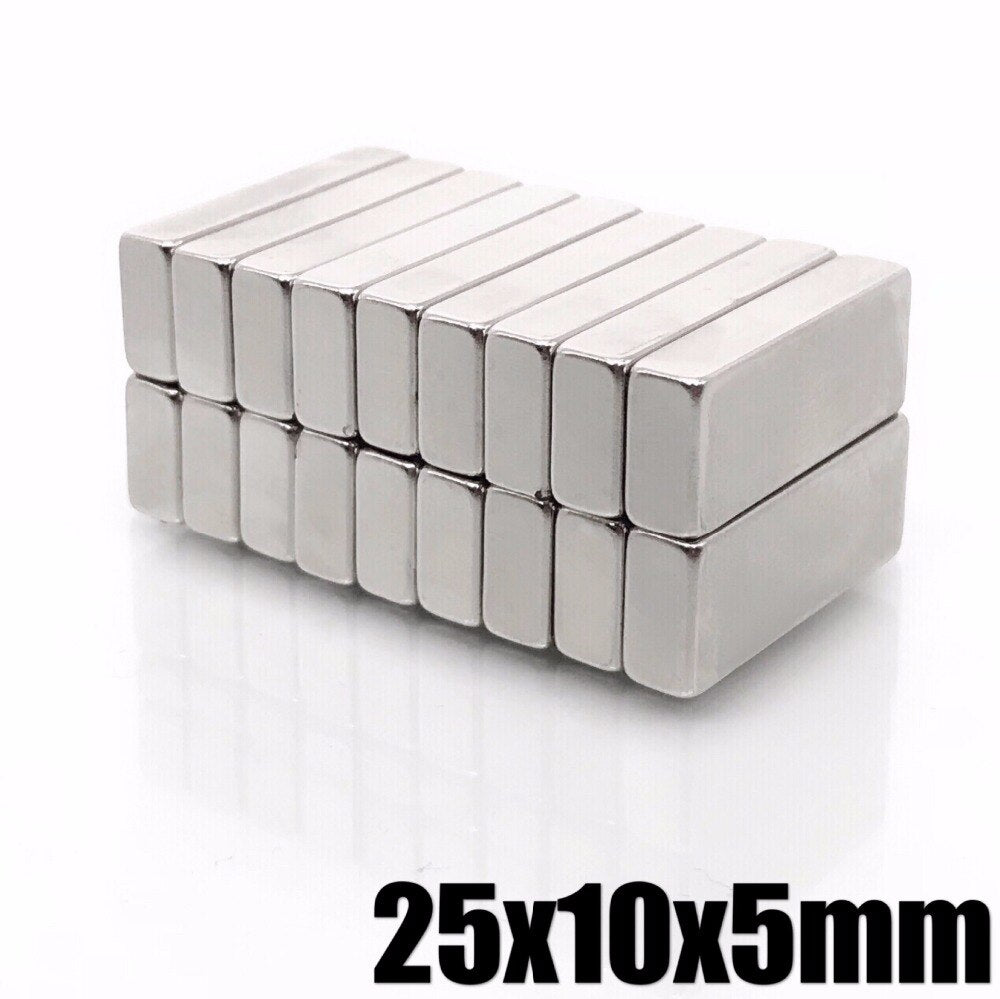 25 x 10 x 5mm Neodymium Block Magnets - Pack of 10/20/30 - Magneticks