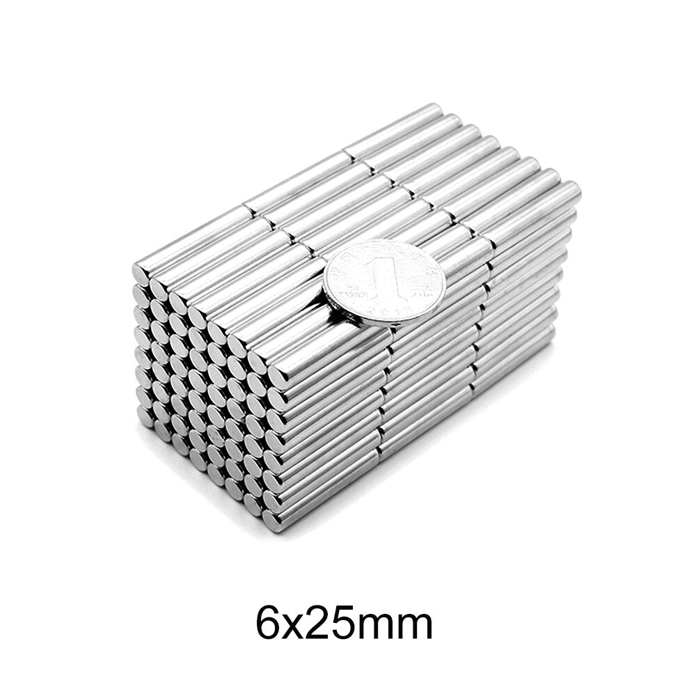 6 x 25mm Neodymium Cylinder Magnets - Magneticks