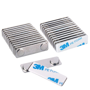 Two Magnet Steel Badge / Magnetic Name Tag - Pack of 10/20/50 - Magneticks